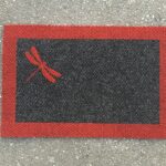 DRAGONFLY SMALL-red on charcoal w border